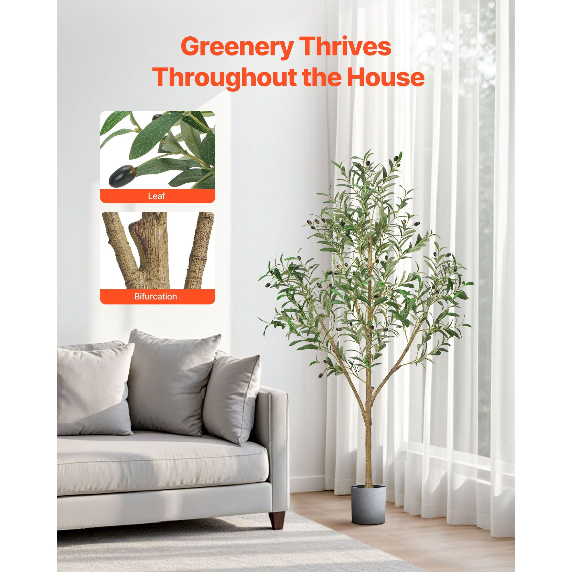 5FT Artificial Olive Tree with Black Pot, Realistic Leaves & Fruits, Adjustable Branches, for Home Office Corner Decor
