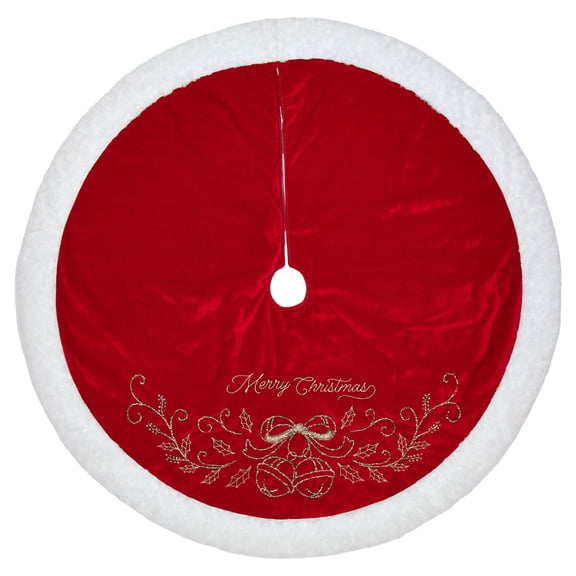 Velvet Merry Christmas Tree Skirt, Burgundy, 48", by Holiday Time