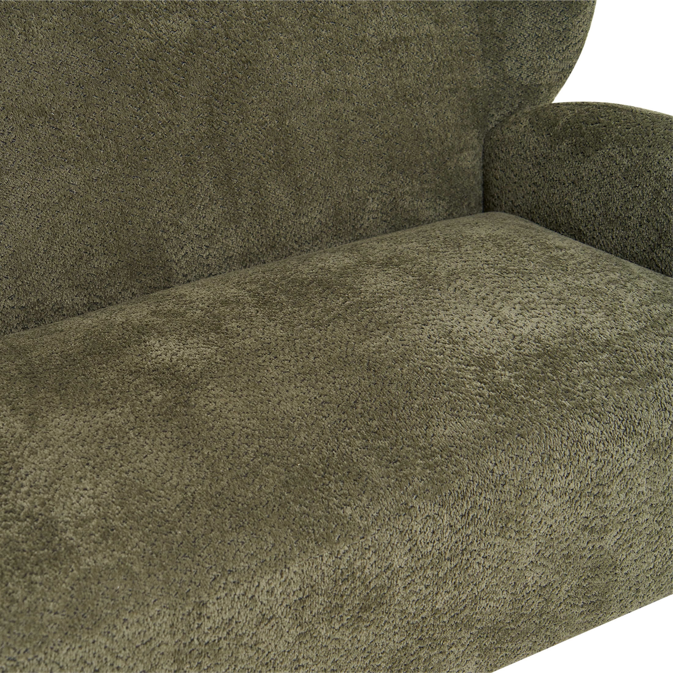 Noble House Misty Nordic 58" Loveseat Accent Chair, Curved Backrest Chenille Fabric Sofa for Living Room, Olive Green