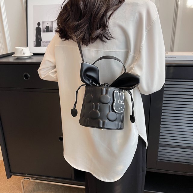 Bolso tipo cubo con forma de conejito para mujer, elegante bolso cruzado con correa ajustable, bolso diario de PU
