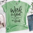 thumbnail image 2 of Work For God The Retirement Benefits Are Great Shirt, Unisex Women's Men's Shirt, Religious Christian Shirt, Heather Apple Green, X-Small, 2 of 6