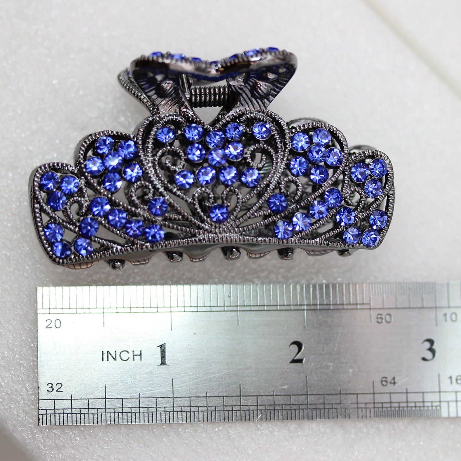 Faship Gorgeous Blue Crystal Floral Hair Claw Clips