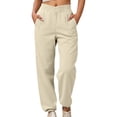 thumbnail image 2 of Joggers for Women Fall Winter Elastic High Waist Straight Leg Relaxed Fit Jogger Sweatpants with Pockets Jogging Pants, 2 of 8