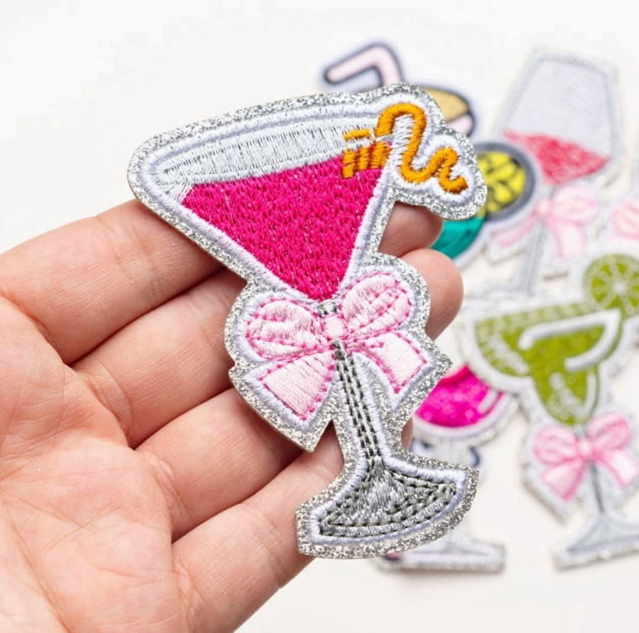 4 pack summer drink trend pattern goblet embroidery cloth patch computer embroidery patch clothing patch