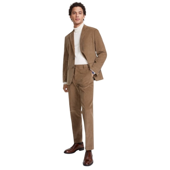 Tommy Hilfiger Mens Modern fit Corduroy Sport Coat Blazer 48 R Beige Solid Stretch