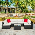 thumbnail image 2 of Hearth & Harbor 7-Piece Outdoor Patio Furniture Set, Wicker Sectional Sofa Patio Conversation Set, Black/Off White, 2 of 6