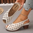 thumbnail image 5 of Dpityserensio Women's Fashion Casual Summer Style Solid Color Thick Bottom Hollow One-Strap Thick Heel Sandals, 5 of 9