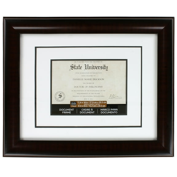 6" x 8" Mahogany Document Frame with Double Mat by Studio Decor