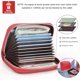thumbnail image 3 of Credit Card Holder Wallet Rfid Blocking Slim Card Case Genuine Leather Zipper Card Organizer(Wine Red), 3 of 4