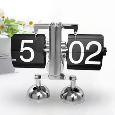 Tongina Auto Flip Clock Large Number Table Clock Retro Digital Flip Desk Clock Mechanical Clock for Restaurant Desk Office Decoration feet black