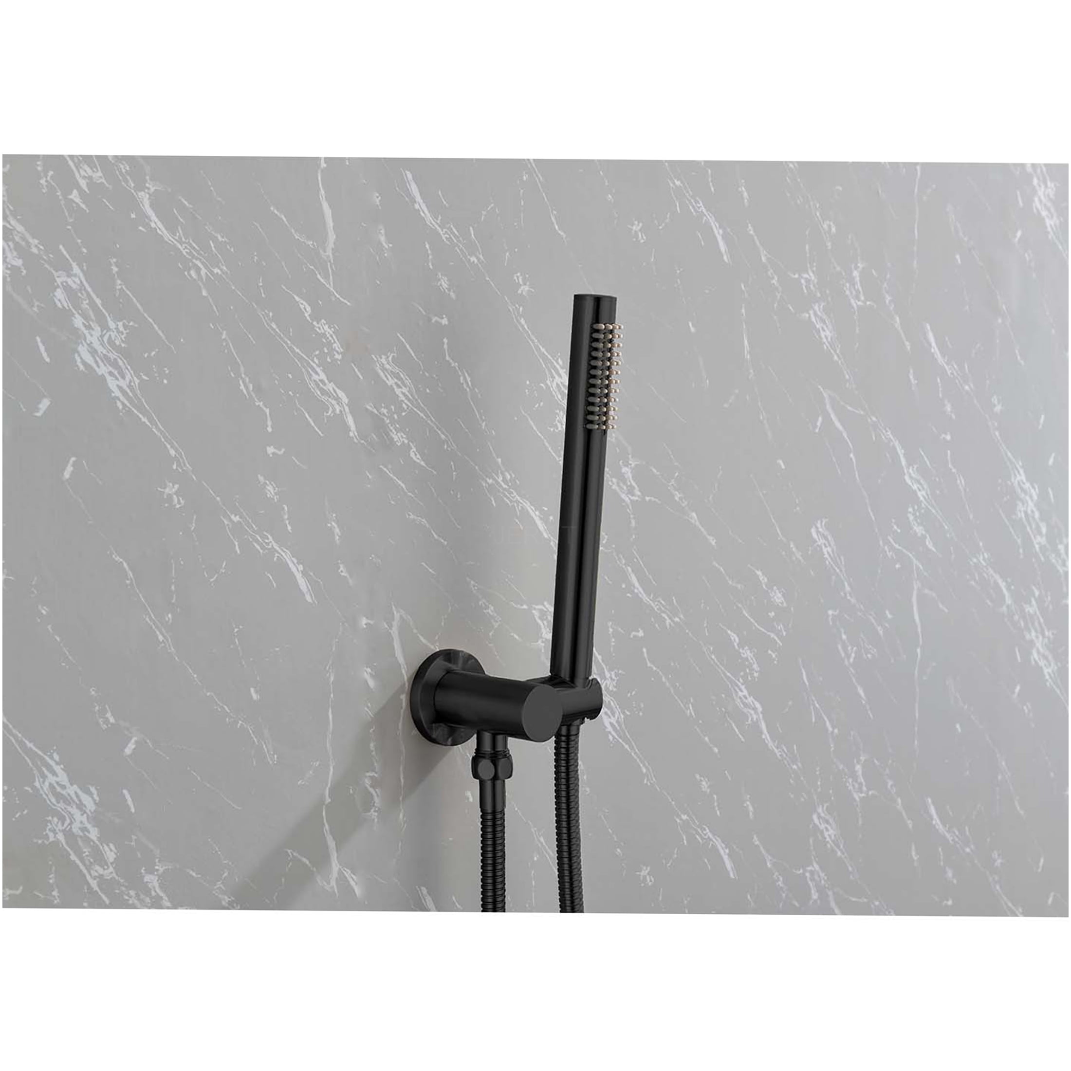 JERFIT Matte Black Rain Shower System - Wall Mounted Rainfall Shower Head Set with Handheld Shower, 8" Square Showerhead, High Pressure Valve and 59 Inch Hose for Modern Bathroom
