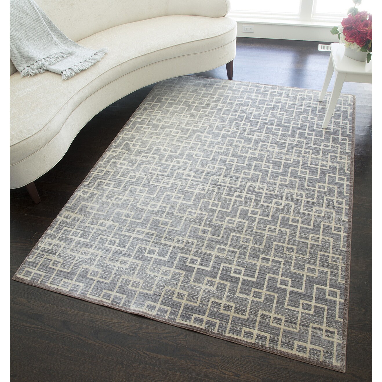 rugs america ai500b area rug, 5' x 8', ivory gray
