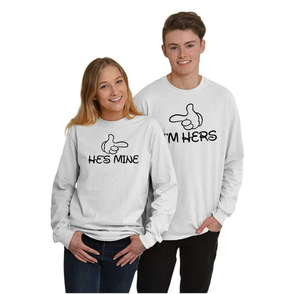Cute Cartoon Lovers His Hers Set Men's Big & Tall Long Sleeve Graphic Tee Brisco Brands 2X