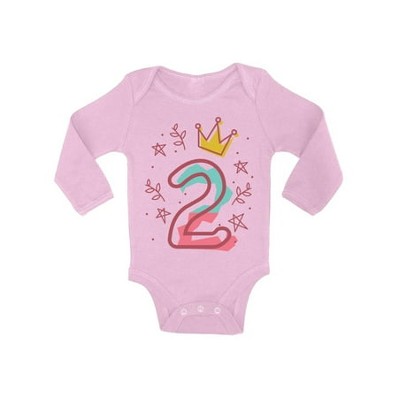 

Awkward Styles 2nd Birthday Bodysuit I m Two Cute Crown Pink Baby Romper