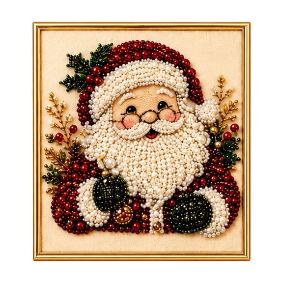 2026 Christmas Santa Pearl Art Kit – Diamond Painting Craft for Adults, Winter Home Wall Decor Stress Relief Gift