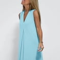 thumbnail image 3 of Vestido largo sin mangas con cuello en V para mujer: color liso, estilo boho, abertura delantera, mezcla de poliéster y spandex, largo hasta el tobillo, para verano, 3 of 8