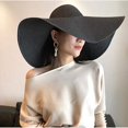 thumbnail image 4 of Sombrero para el sol de playa de verano con ala ancha y flexible para mujer, gorra de paja para fiesta, jardín, viaje, sombrero para el sol (negro, 25 cm), 4 of 5