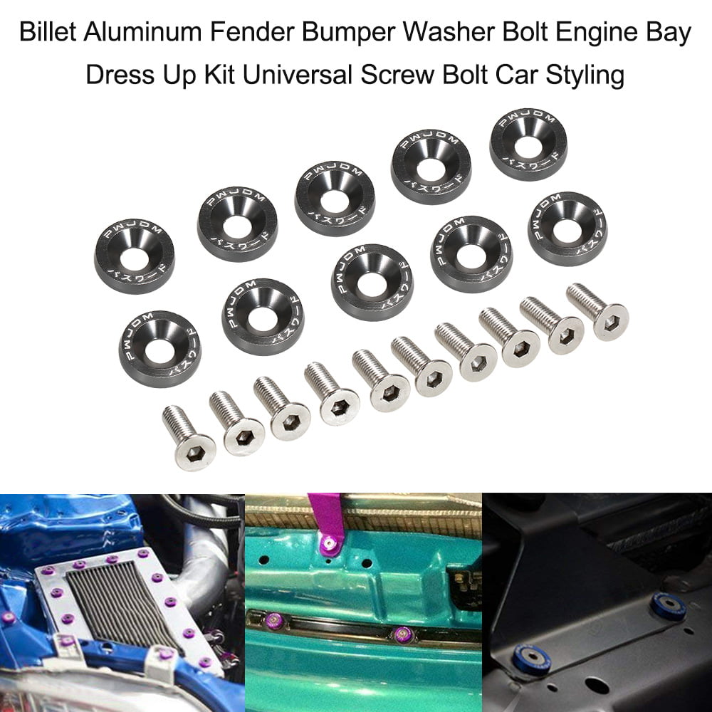 Car Bumper Washer Aluminium Alloy Bumper Washer/Bolt Engine Bay Dress Up Kit Quick Release Fastener Gray 