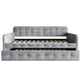 thumbnail image 6 of Home Design Elyria Twin Daybed with Velvet Upholstery, Diamond Button Tufting, Rounded Arms, Pull-Out Trundle, Solid Wood Frame, Stylish Seating and Sleeping, Gray, 6 of 13