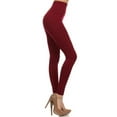 thumbnail image 3 of K-Cliffs Women's One Size Solid Color Super High Waist Leggings wt/5½" Waistband, Burgundy, 95% Polyester 5% Spandex, 3 of 4