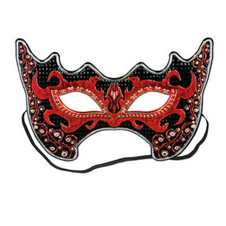 Club Pack of 12 Fiery Red and Black She-Devil Costume Party Face Masks