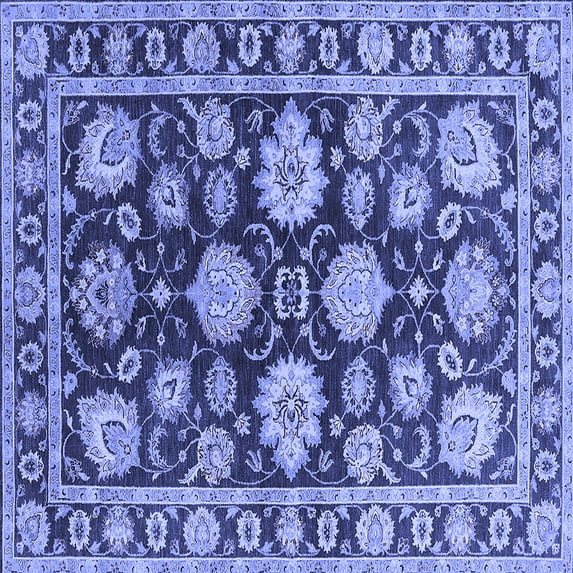 Ahgly Company Machine Washable Indoor Square Oriental Blue Traditional Area Rugs, 6' Square