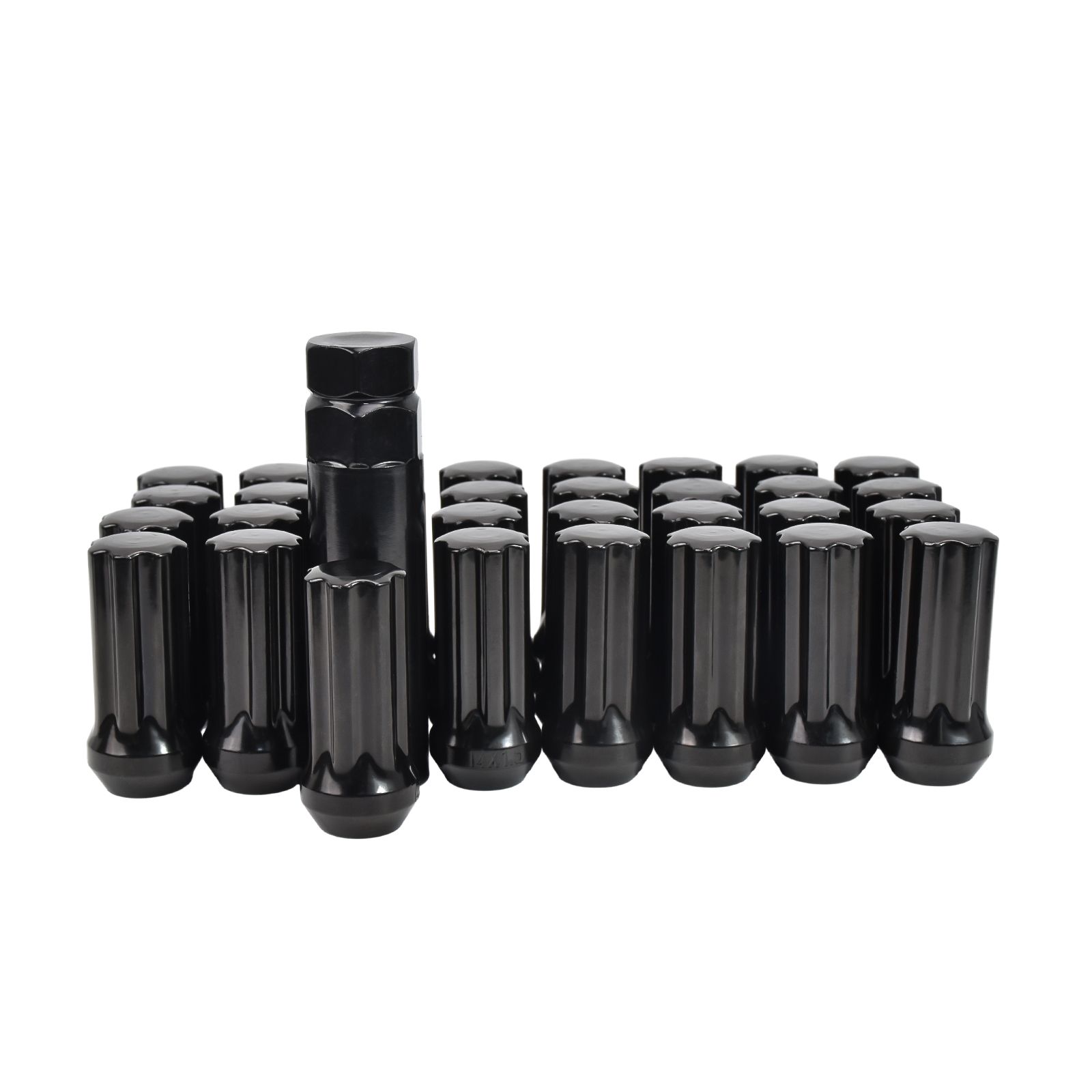 Hex Autoparts (32PCS) 14x1.5 Spline Black Lug Nuts with Key for Ford F250 F350 Super Duty GMC Sierra 3500 Chevy Silverado 2500 HD 3500 HD