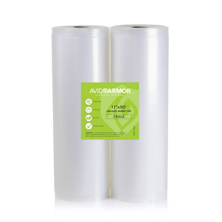 Two 11”x50’ Heavy-Duty Vacuum Sealer Rolls Easy Cut for Custom Bag Sizes 100 Total Feet for Food Saver and Major Brand Vac Sealers | Avid