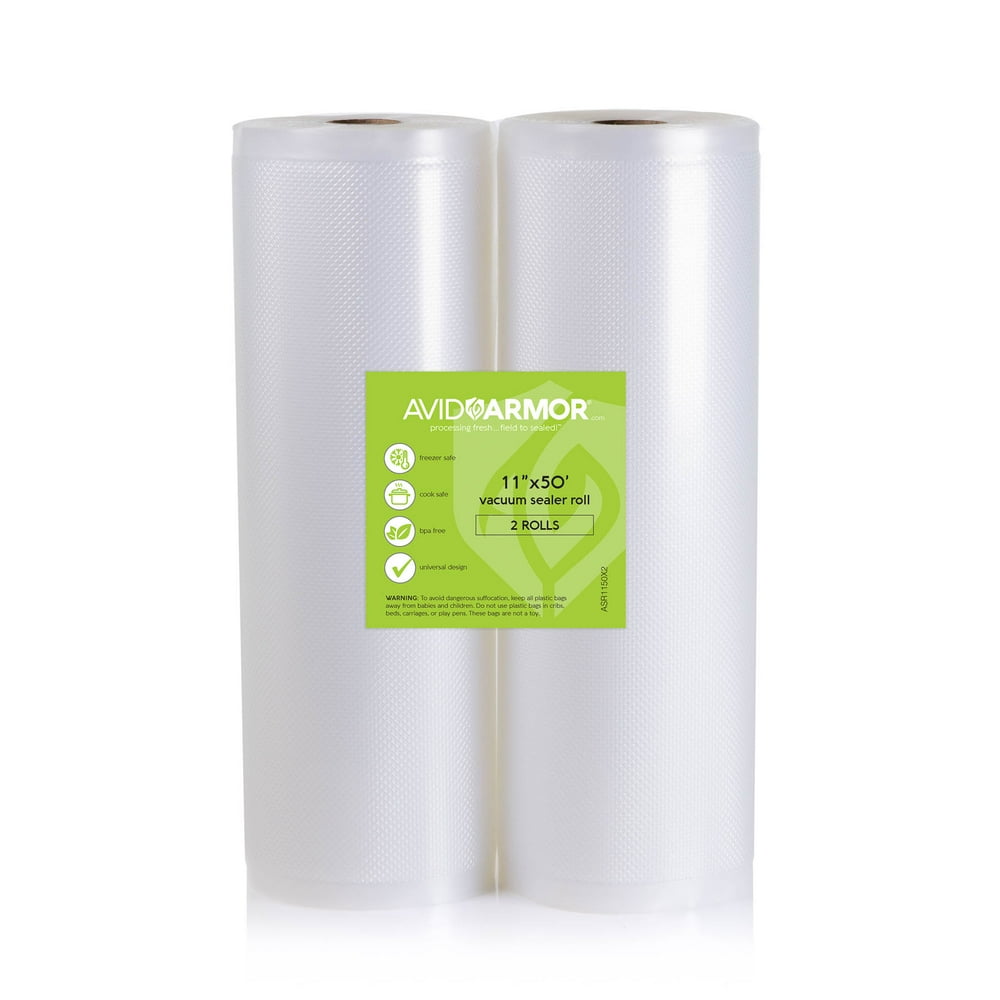 Avid Armor Two 11”x50’ HeavyDuty Vacuum Sealer Rolls Easy Cut for