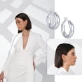 thumbnail image 4 of Pendientes de aro gruesos Laklulu wowshow Howllow Aros de oro chapados en oro de 14 quilates para mujer, 4 of 6