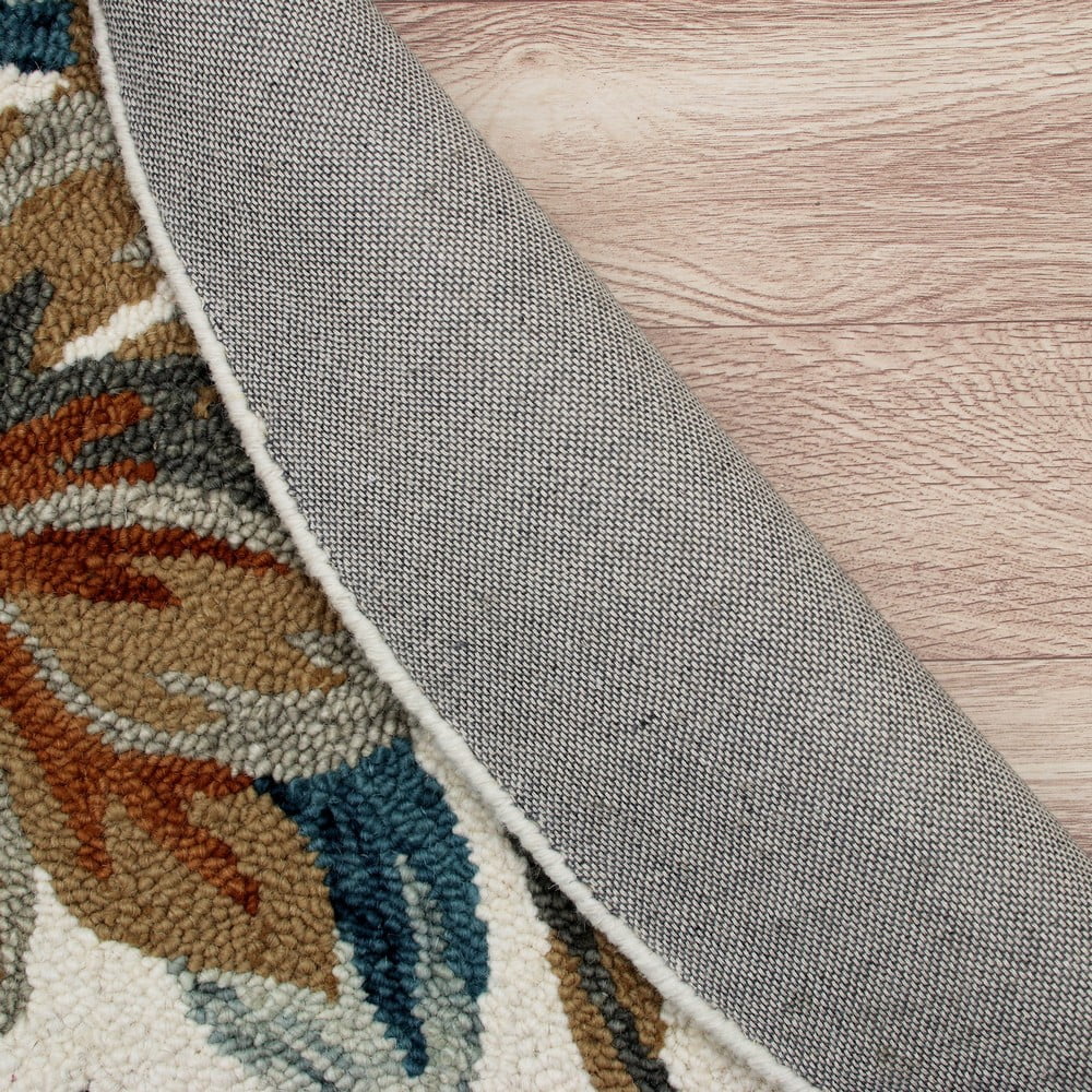 Ox Bay Talia 4' Round White/Mult Floral Wool Indoor Area Rug