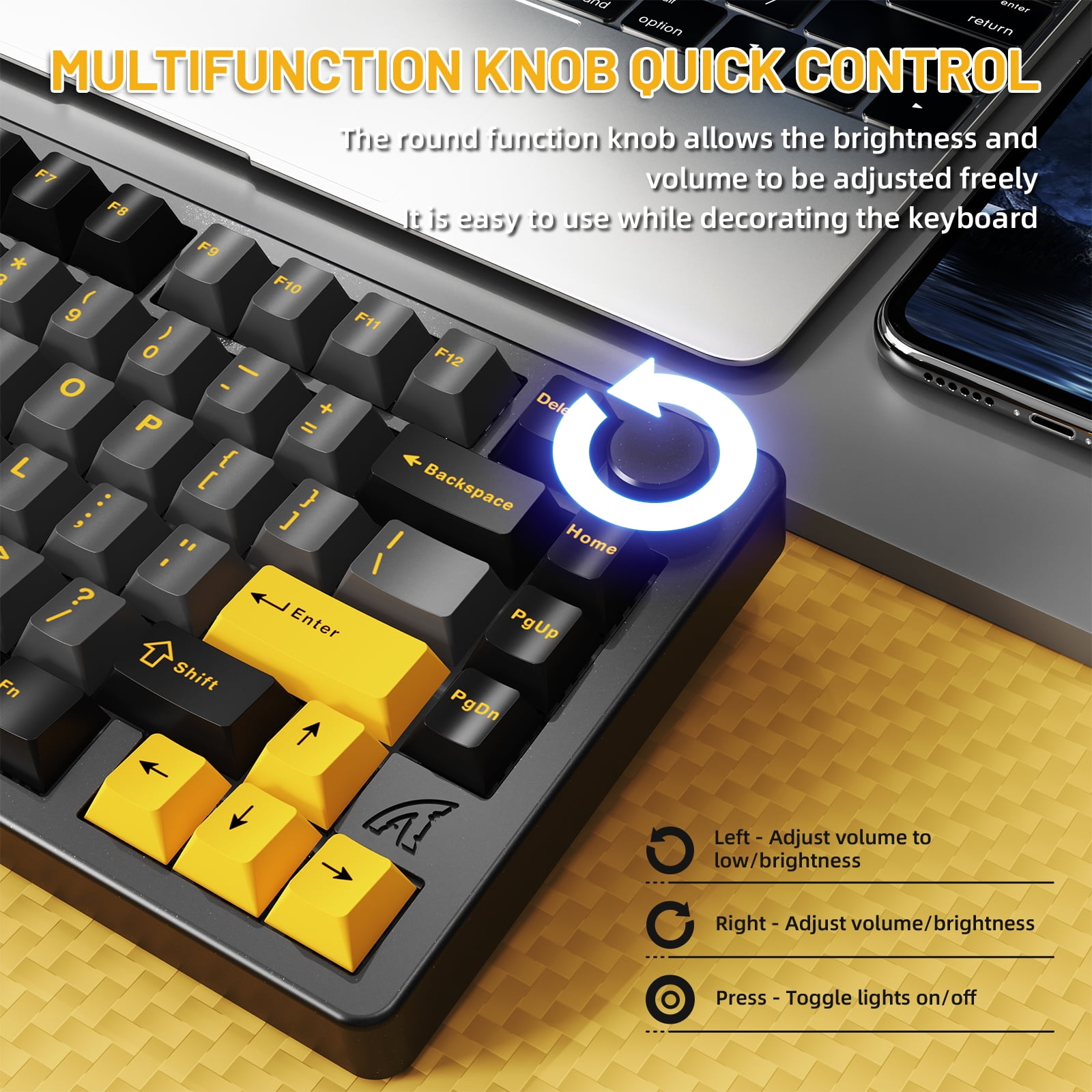 ATTACK SHARK X86 75% Wireless Gasket Mechanical Keyboard with Knob, CNC Aluminum Turd, 3 Mode Connectivity,82 Key Hot Swappable,Custom Linear Switches RGB Gaming Keyboard for Win/Mac/Linux-Star Black