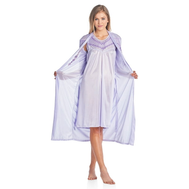 Women S Women S Satin 2 Piece Robe And Nightgown Set Walmart Com Walmart Com