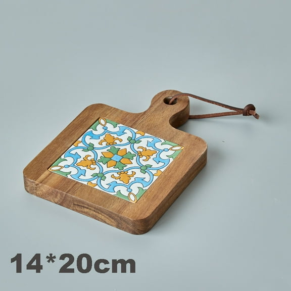 Home Creative Wood Tiles Pot Mat Anti-Scalding Plate Mat Drink Coasters Wooden Trivet Frame for Hot Tea Pots Non-slip Cup Mat (S size b,show  in picture)