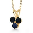 thumbnail image 2 of Gem Stone King 14K Yellow Gold Black Onyx and Blue Sapphire 3-Stone Pendant Necklace for Women (0.35 Cttw, Gemstone December Birthstone, Round 3MM, 18 inch Chain), 2 of 4