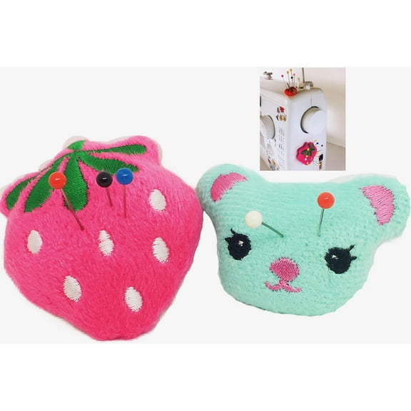 Pincushion for Sewing Machine Pin Holder 2pcs Needle Storage Organizer DIY Craft Pink - Strawberry B