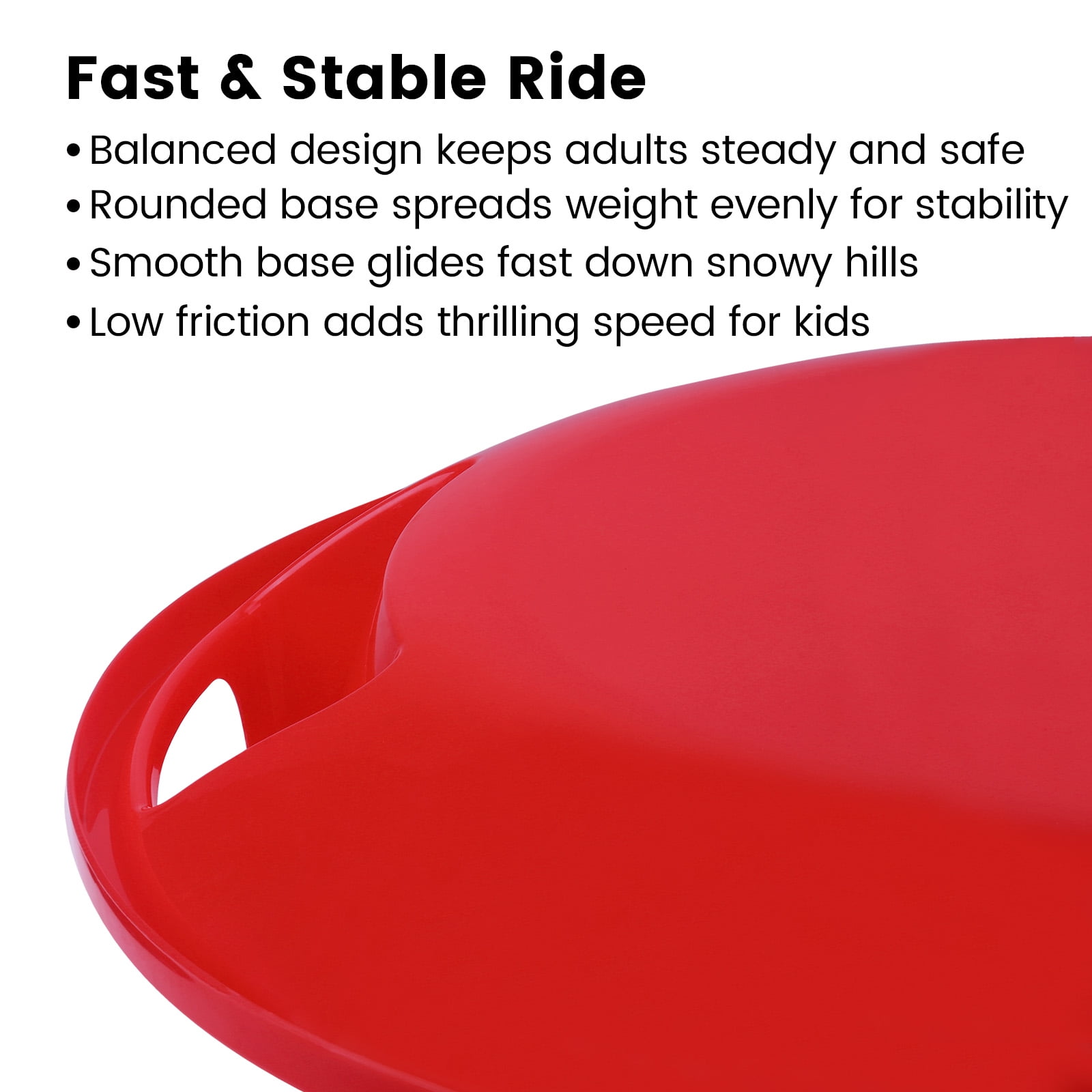 Gamexcel 2 Pack Round Flying Saucer Disc Racer Snow Sled Toboggan, for Ages 4 and Up, 25 Inch Diameter, Red
