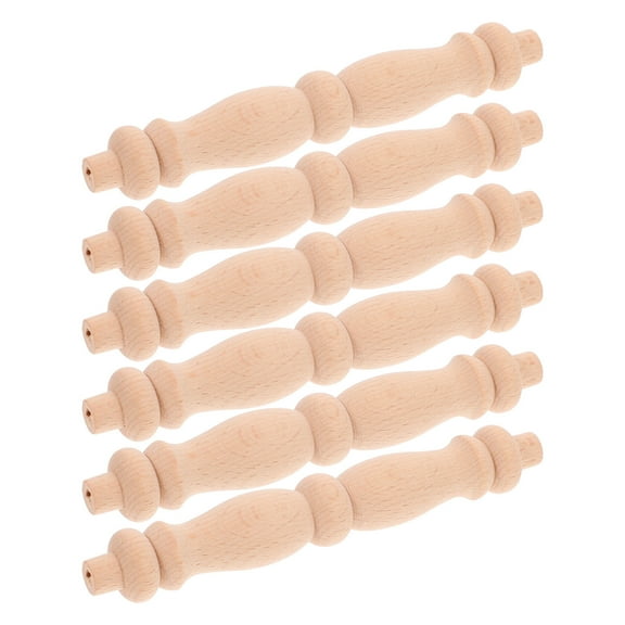 KAJNBN 6Pcs Wood Spindles for Crafts Homeowners Cylindrical Khaki 14.00X2.00X2.00Cm