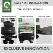 Hunter 52 inch Indoor Ceiling Fan with LED Lights and Remote Control - Black Ceiling Fan, Standard Mount, 5 Blades, For Bedroom, Living Room, or Kitchen - Gatlinburg 52429, Matte Black