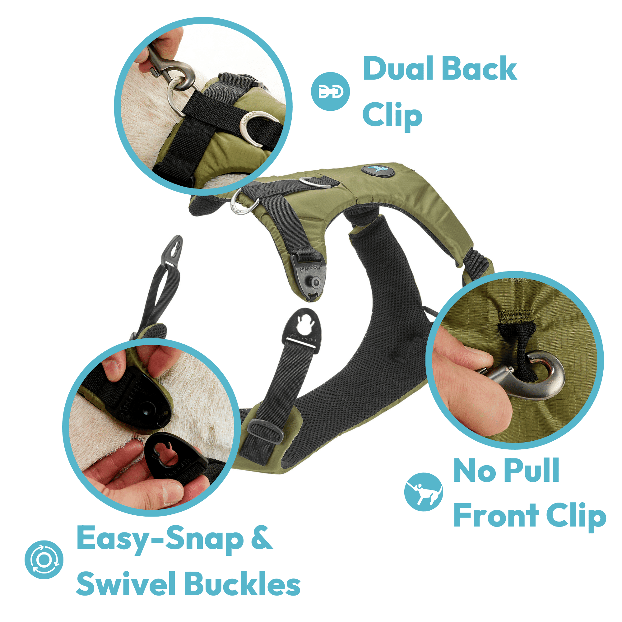Gooby Trailblazer Harness - Celestial, Medium - Comfortable Maximum Padding Shock Absorbing No Pull Dog Harness with Easy-Snap & Swivel Buckles for Small Dog and Medium Dog