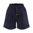 thumbnail image 6 of up to 60% off Gifts wycnly Womens Shorts Summer Casual Button Drawstring Elastic Waist Short Pants Comfy Solid Cotton Linen Shorts with Pocket Navy XL, 6 of 6