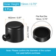 thumbnail image 2 of Uxcell 6Pack Iron Curtain Rod Ends Drapery Rail Pole Head Cap Fits Dia. 19mm (Black), 2 of 6