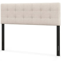 Resenkos Upholstered Headboard, Linen Upholstered Headboard with Solid Rubber Wood Legsheadboard in Light, White