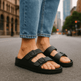 thumbnail image 3 of MAKLY SHOES Women's Sandals with Arch Support, Footbed, Medium Width, Low Heel, Round Toe, Black, Size 10, 3 of 5