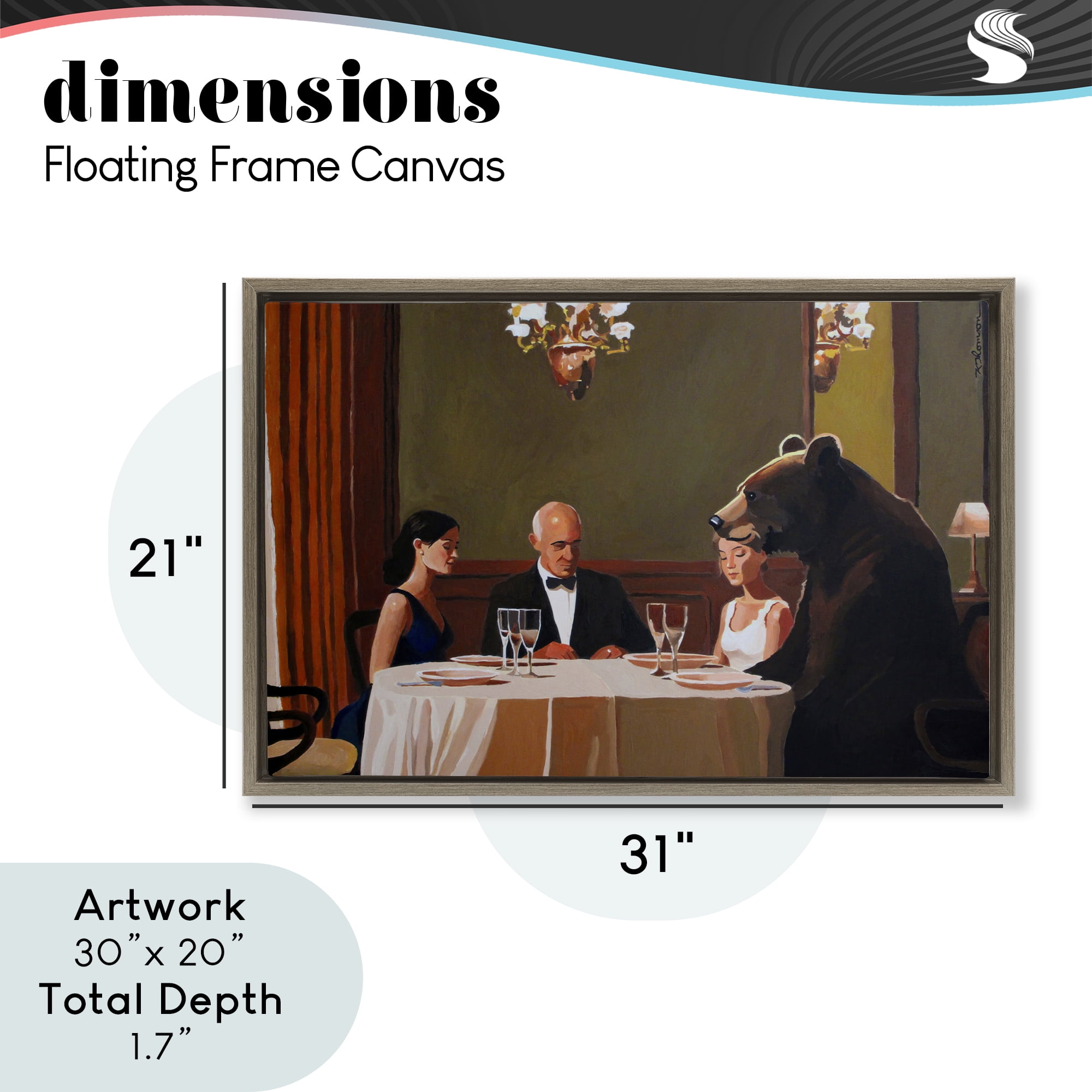 Dinner Guests & Steve Brown Framed Floater Canvas Wall Art, design by Keith Thomson