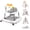White, variant on 5 in 1 Anti-Rollover Foldable Baby Walker, 5 Adjustable Height Toddler Learning Walking Chair with Detachable Musical Toy, Anti-Fall Safe Infant Activity Walker - White
