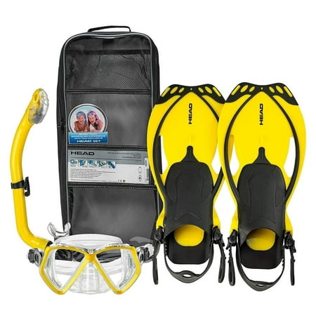 HEAD Pirate Dry Allegra Snorkel Set for Kids with Mask Fins and Whistle (Size 9-13)