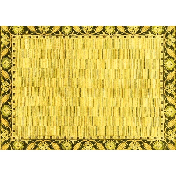 Ahgly Company Indoor Rectangle Abstract Yellow Modern Area Rugs, 8' x 12'