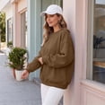 thumbnail image 5 of Relaxed Fit Crewneck Sweatshirt Women Long Sleeve Solid Color Pullover Tops Soft Fall Winter Clothes for Home and Travel, 5 of 6