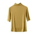 thumbnail image 2 of Womens Clothing Homenesgenics Woman Clothes under $5 Women's Fashion Solid Round Neck Short Sleeved Casual Blouses Yellow XL, 2 of 6